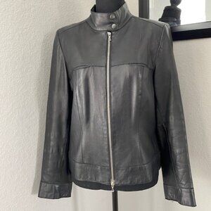 JOHN CARLISLE Signature Black Leather Moto Jacket Coat Medium